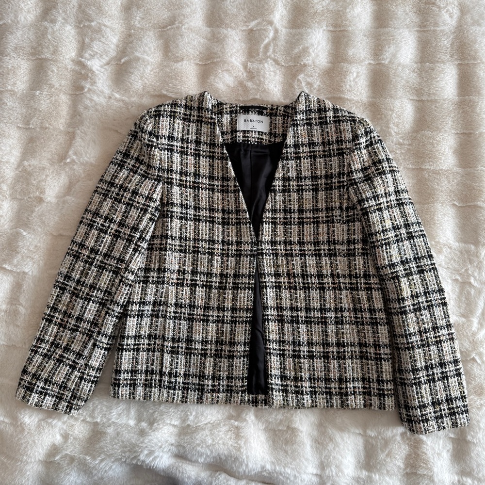 NWOT Babaton Women's Tweed Checkered Blazer - Picture 8 of 16